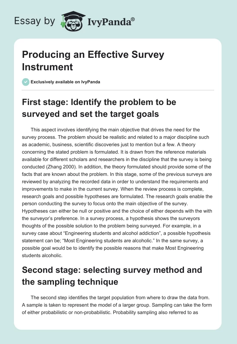 Producing an Effective Survey Instrument. Page 1