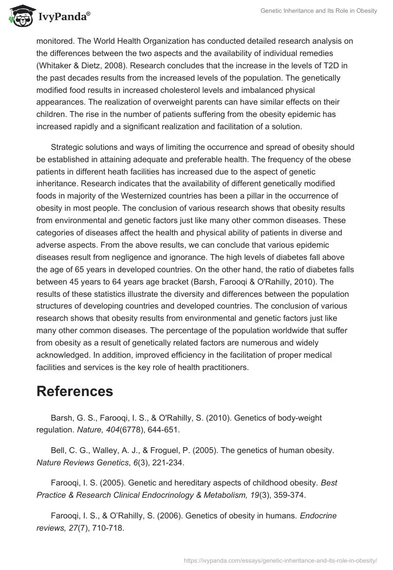 Genetic Inheritance and Its Role in Obesity. Page 5