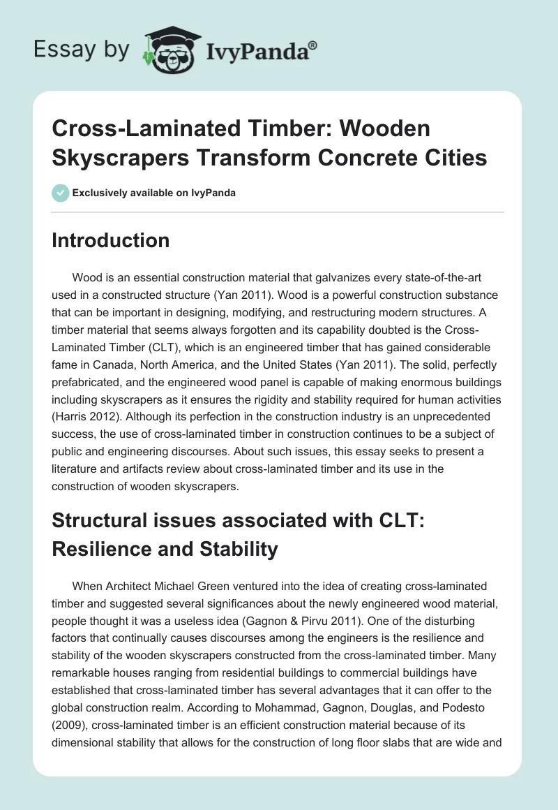 Cross-Laminated Timber: Wooden Skyscrapers Transform Concrete Cities. Page 1