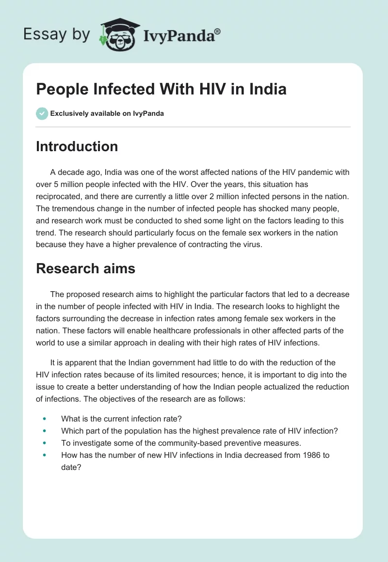 People Infected With HIV in India. Page 1
