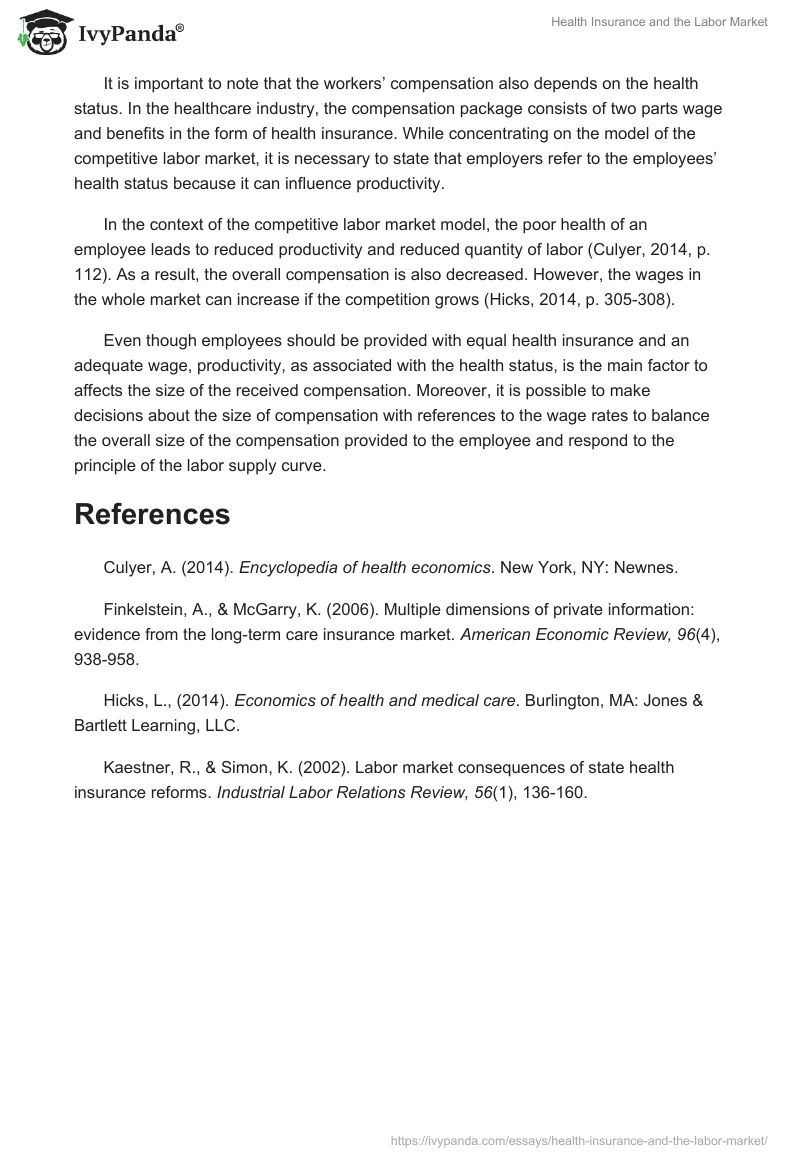 Health Insurance and the Labor Market. Page 2