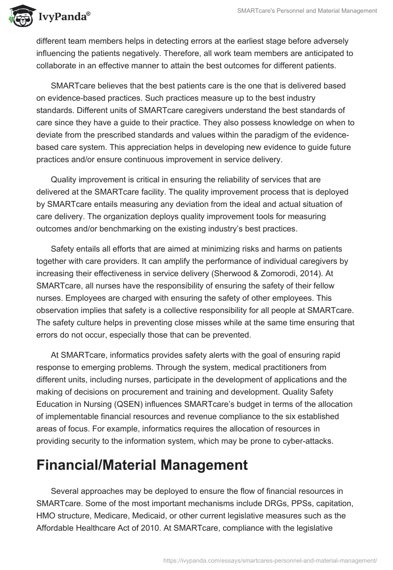SMARTcare's Personnel and Material Management. Page 3