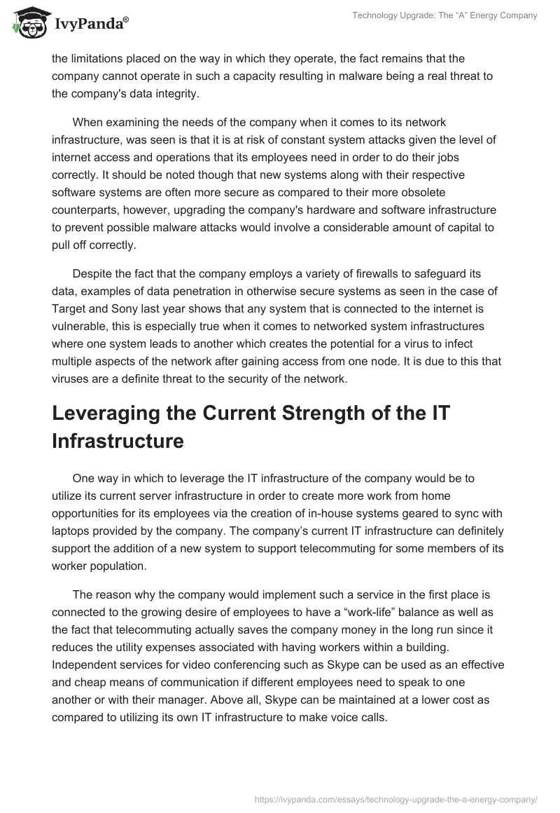 Technology Upgrade: The “A” Energy Company. Page 5