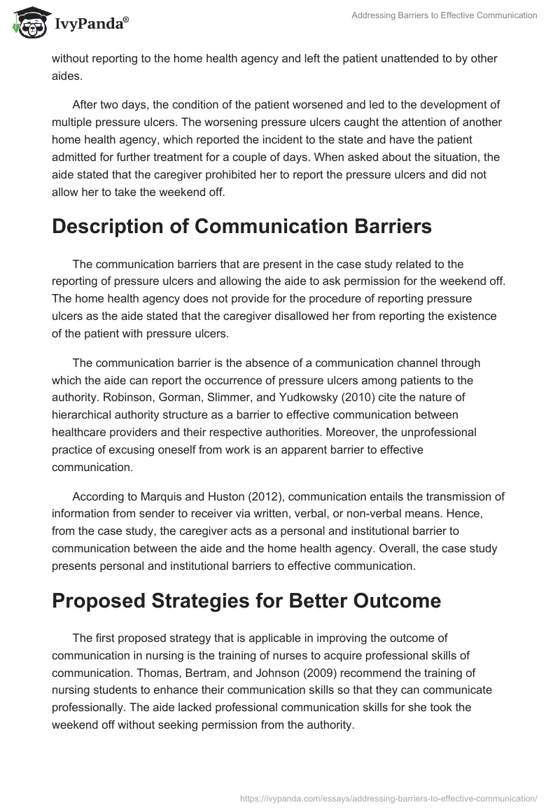 Addressing Barriers to Effective Communication. Page 2