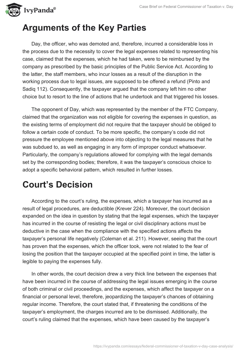 Case Brief on Federal Commissioner of Taxation v. Day. Page 2