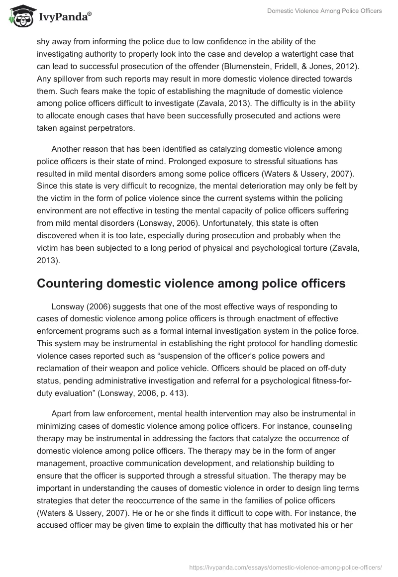 Domestic Violence Among Police Officers. Page 4