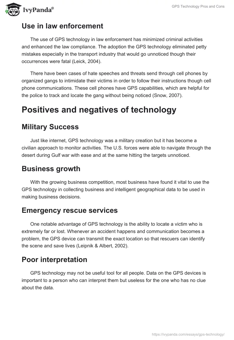 GPS Technology Pros and Cons. Page 2