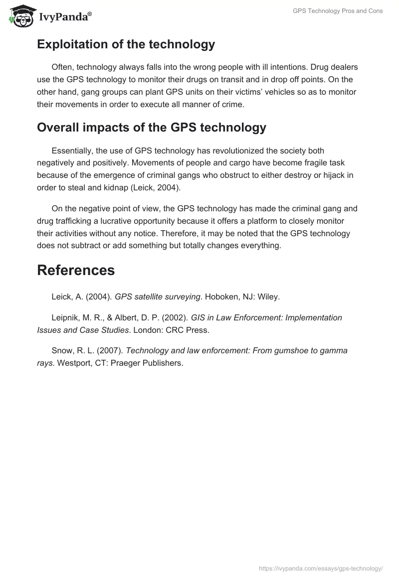 GPS Technology Pros and Cons. Page 3