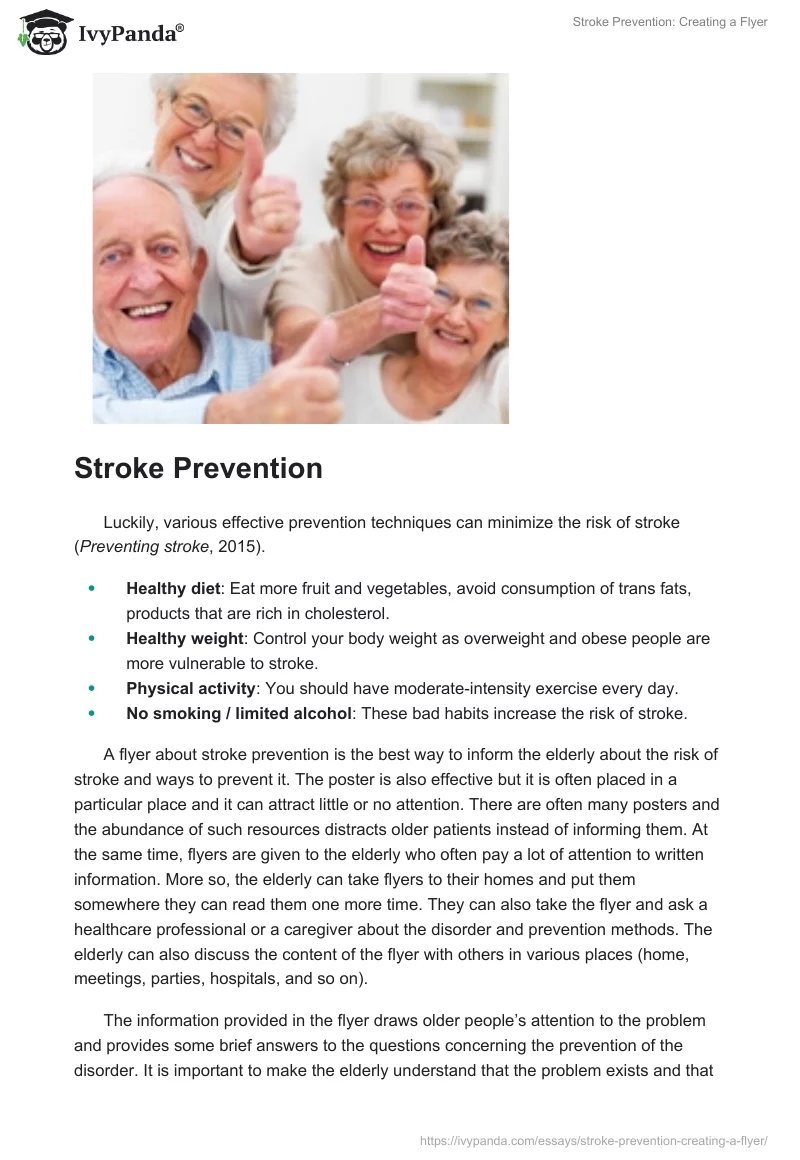 Stroke Prevention: Creating a Flyer. Page 2