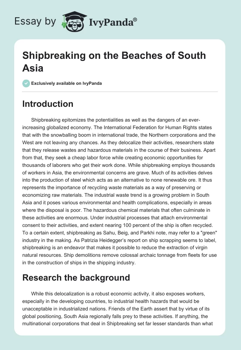 Shipbreaking on the Beaches of South Asia. Page 1
