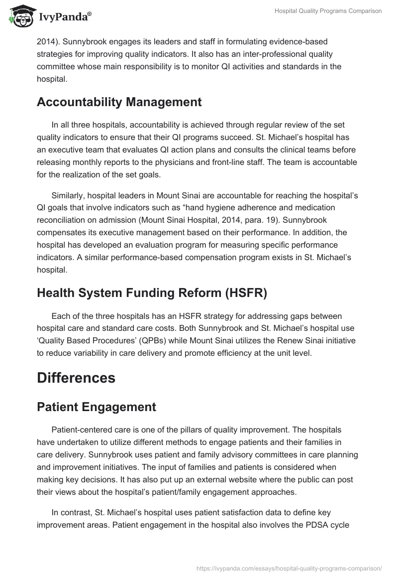 Hospital Quality Programs Comparison. Page 3