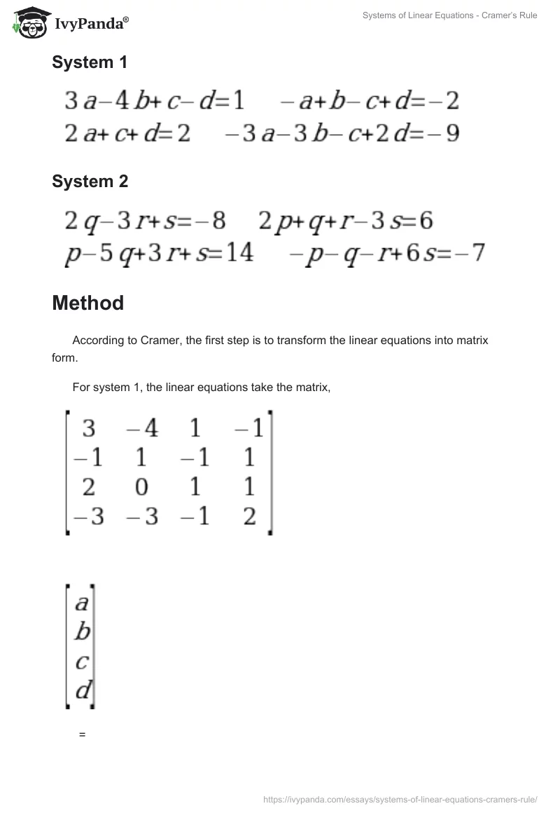 Systems of Linear Equations - Cramer’s Rule. Page 2