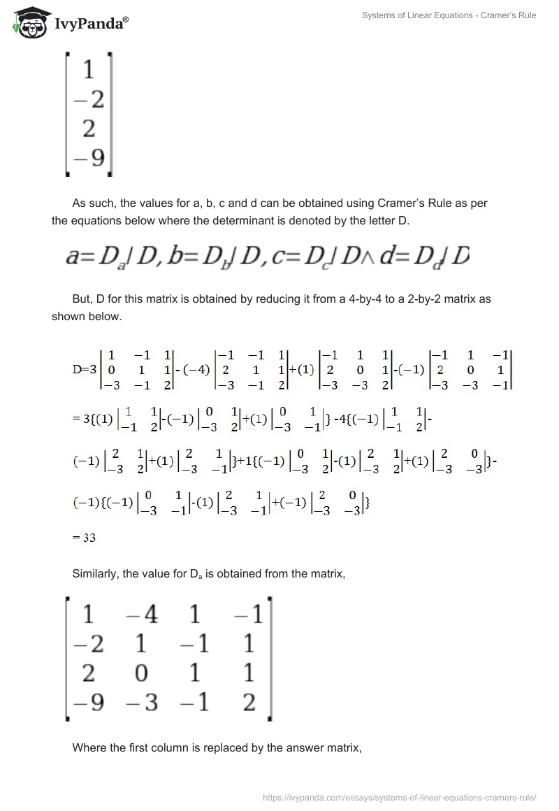 Systems of Linear Equations - Cramer’s Rule. Page 3