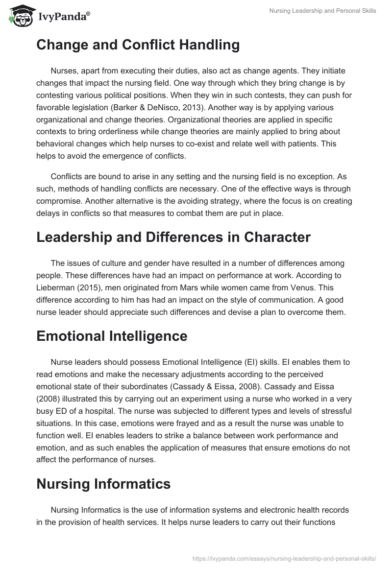 Nursing Leadership and Personal Skills. Page 3