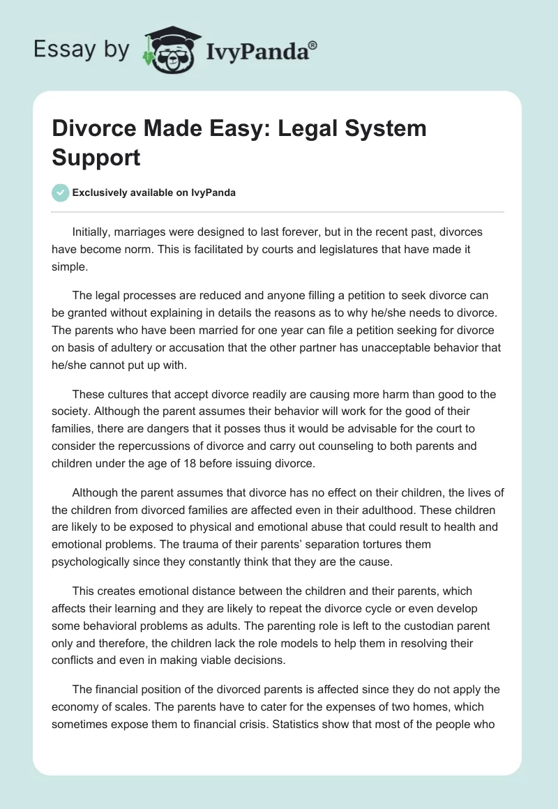 Divorce Made Easy: Legal System Support. Page 1
