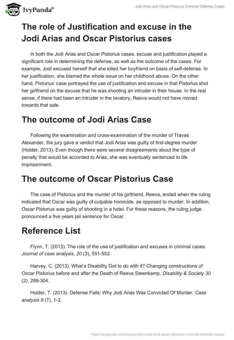 Jodi Arias and Oscar Pistorius Criminal Defense Cases. Page 2