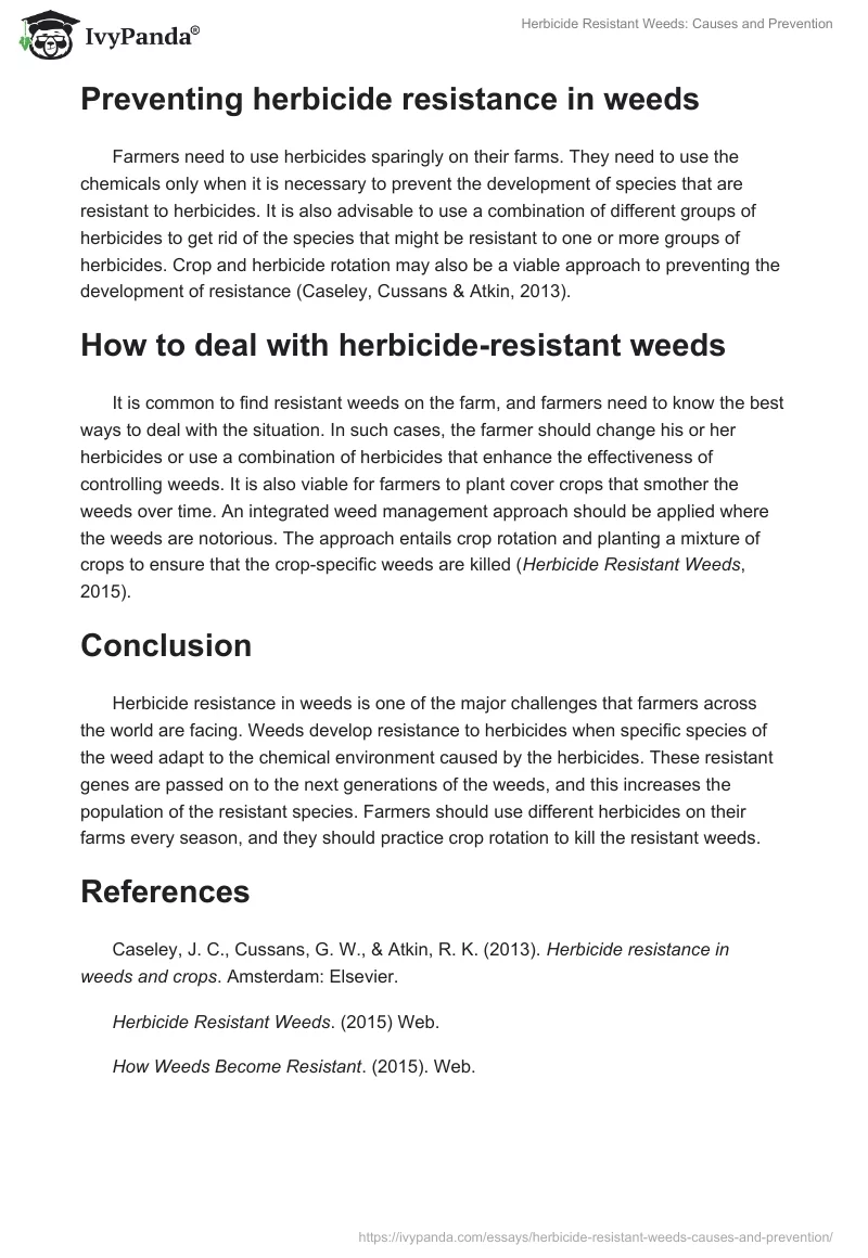 Herbicide Resistant Weeds: Causes and Prevention. Page 2