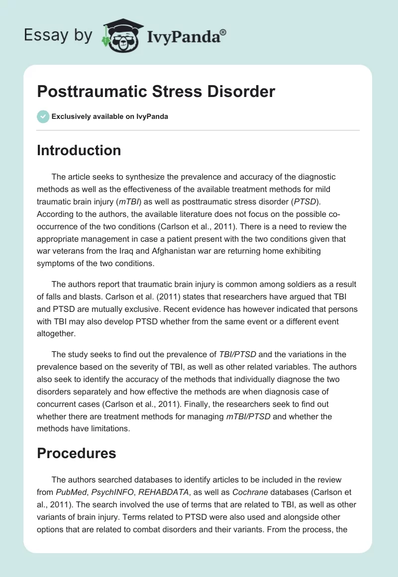 Posttraumatic Stress Disorder. Page 1