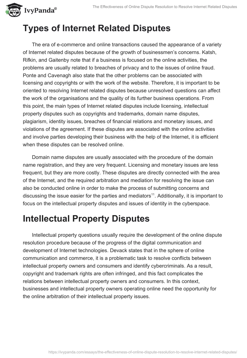 The Effectiveness of Online Dispute Resolution to Resolve Internet Related Disputes. Page 2