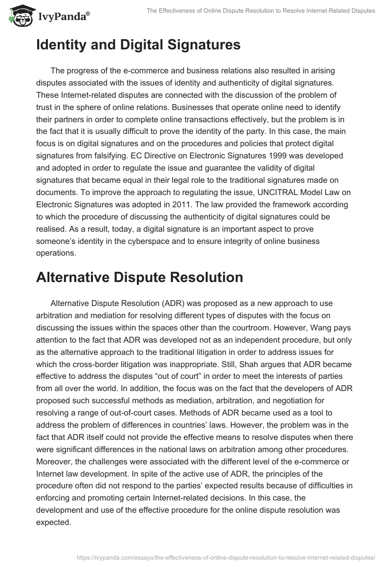The Effectiveness of Online Dispute Resolution to Resolve Internet Related Disputes. Page 3