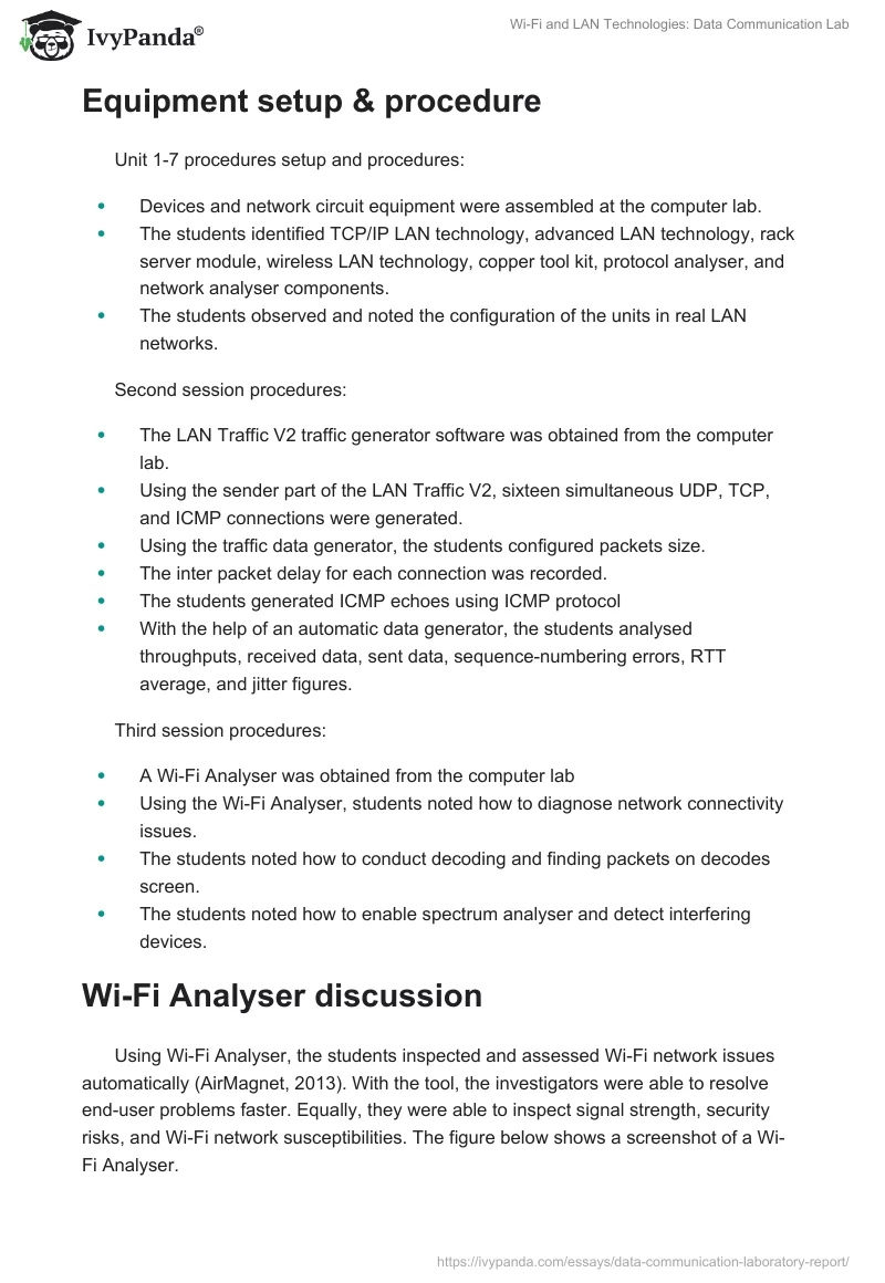 Wi-Fi and LAN Technologies: Data Communication Lab. Page 2