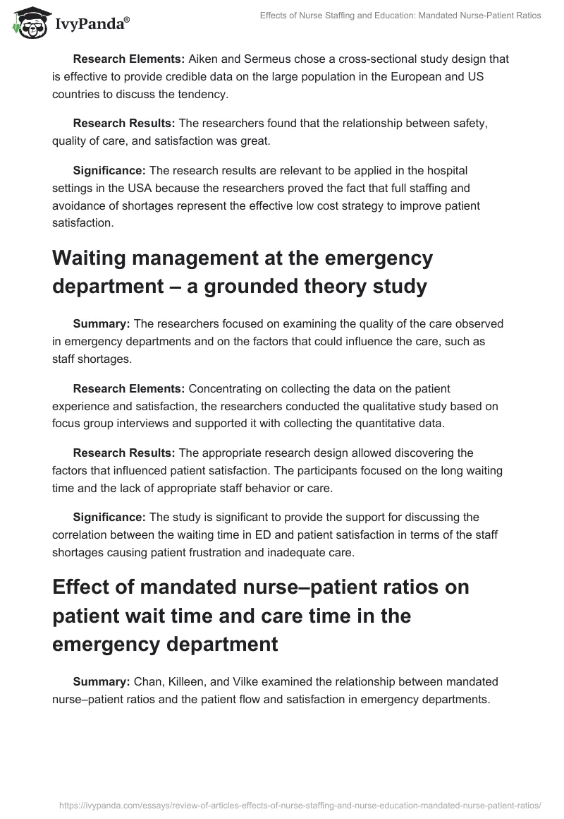 Effects of Nurse Staffing and Education: Mandated Nurse-Patient Ratios. Page 2
