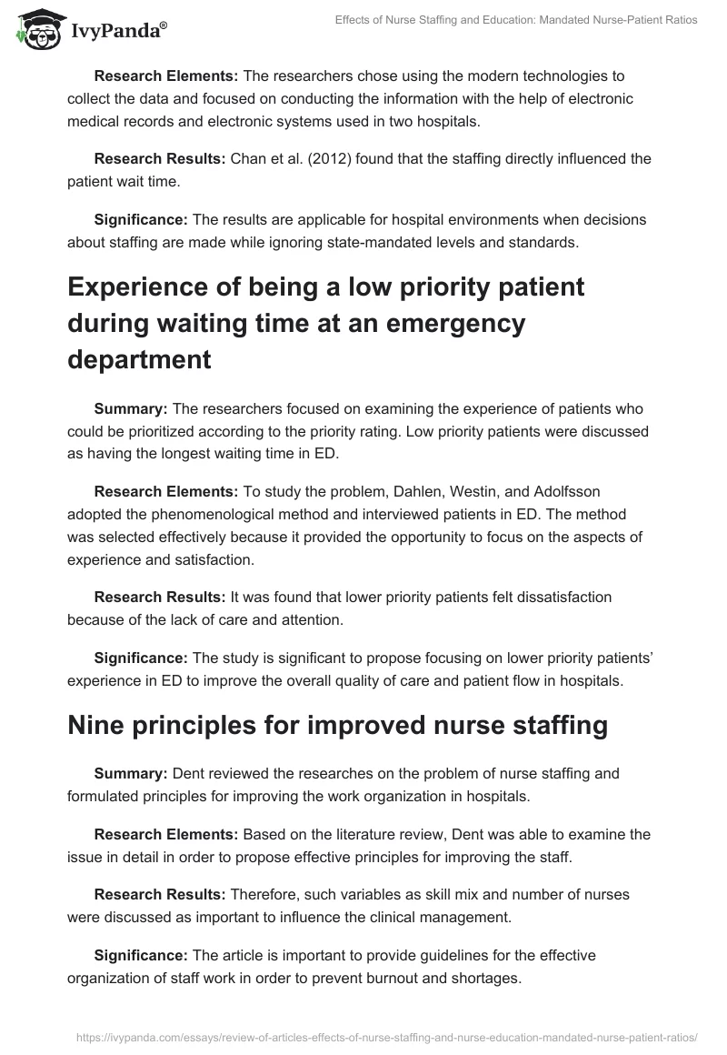 Effects of Nurse Staffing and Education: Mandated Nurse-Patient Ratios. Page 3