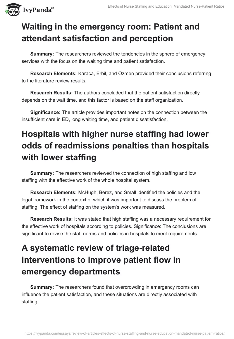 Effects of Nurse Staffing and Education: Mandated Nurse-Patient Ratios. Page 5