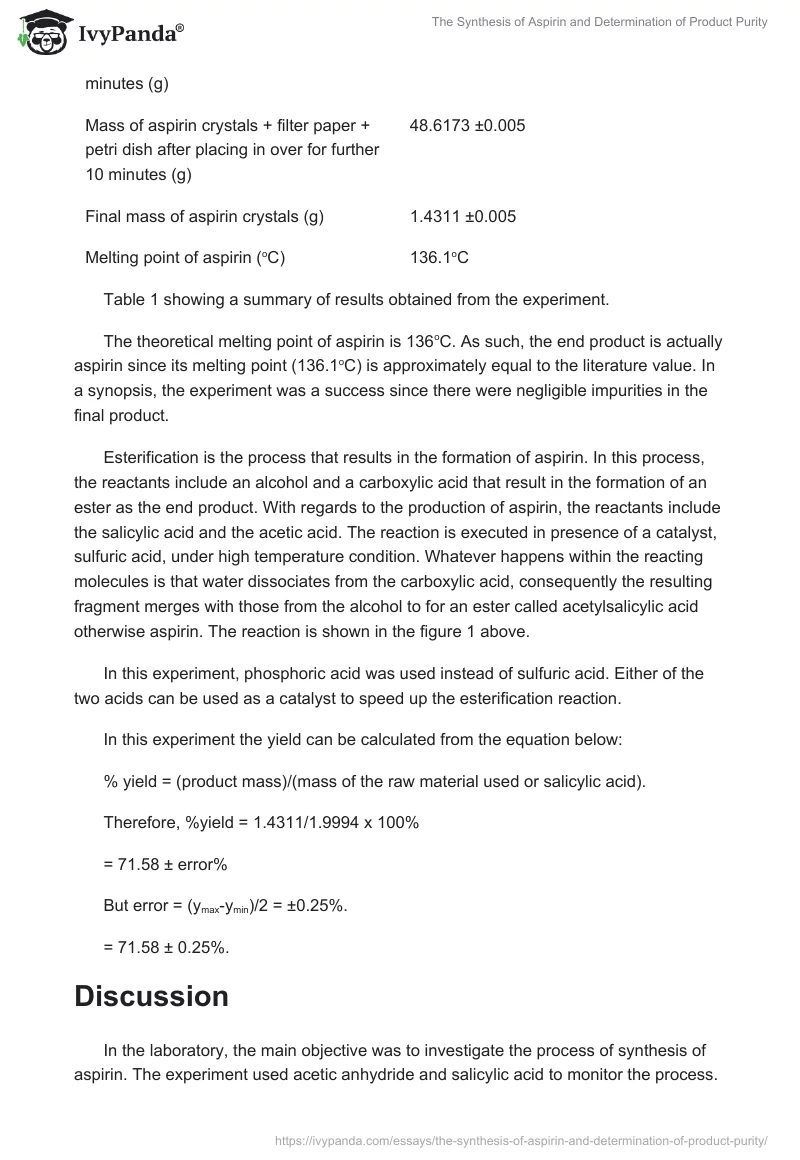 The Synthesis of Aspirin and Determination of Product Purity. Page 4