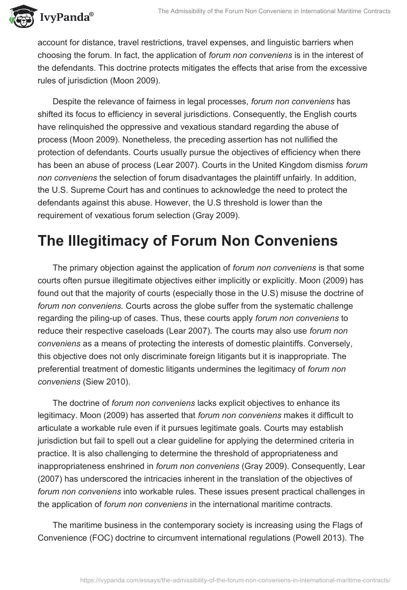 The Admissibility of the Forum Non Conveniens in International Maritime Contracts. Page 3