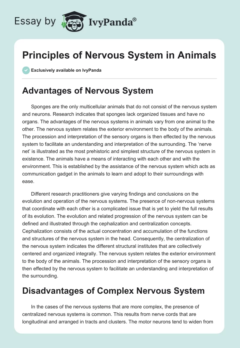 Principles of Nervous System in Animals. Page 1