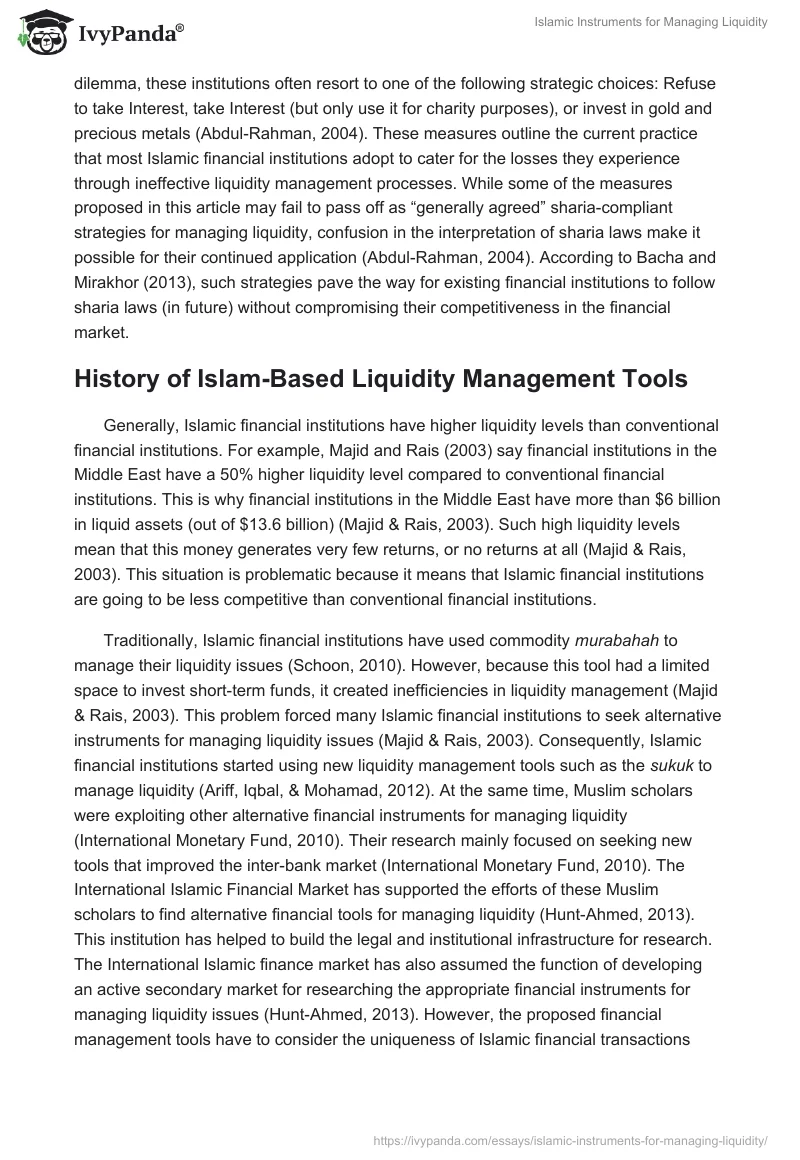 Islamic Instruments for Managing Liquidity. Page 3