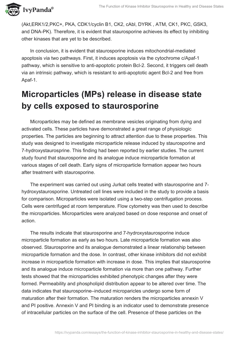 The Function of Kinase Inhibitor Staurosporine in Healthy and Disease States. Page 2
