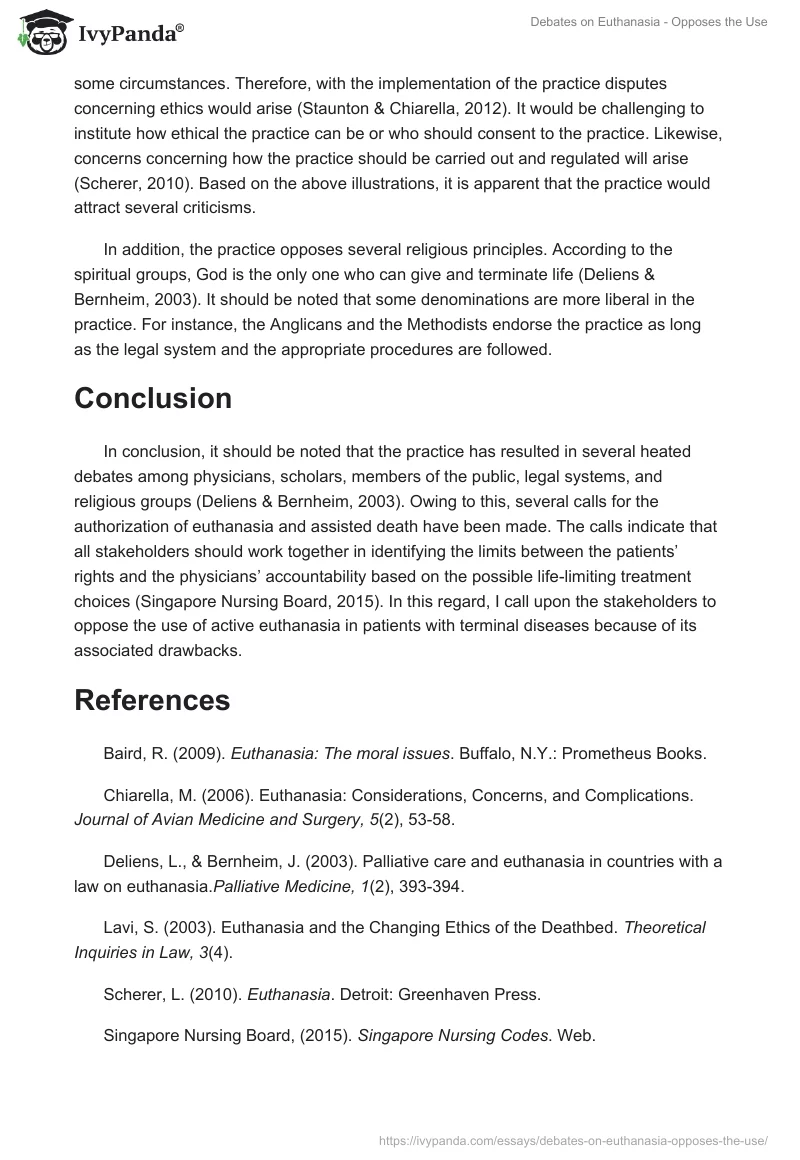 Debates on Euthanasia - Opposes the Use. Page 2