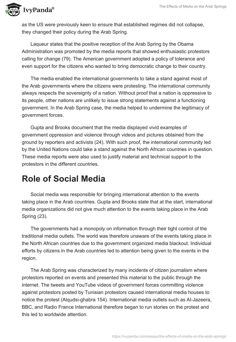 The Effects of Media on the Arab Springs. Page 4