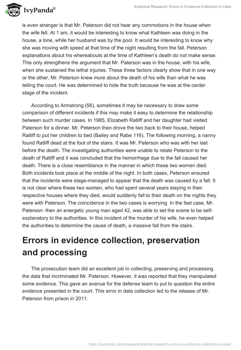 Analytical Research: Errors in Evidence Collection in Case. Page 3