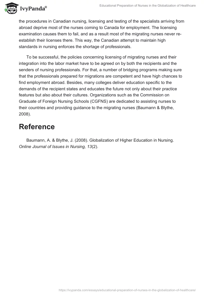 Educational Preparation of Nurses in the Globalization of Healthcare. Page 3
