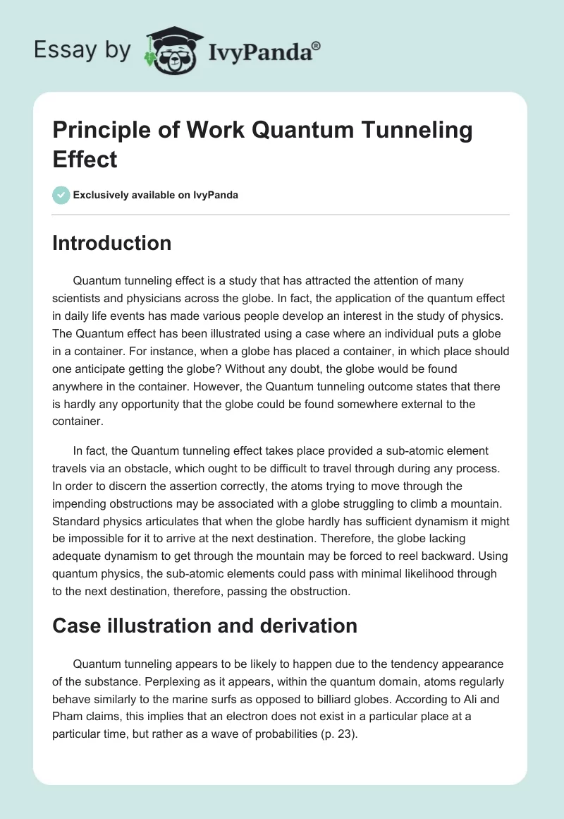 Principle of Work Quantum Tunneling Effect. Page 1