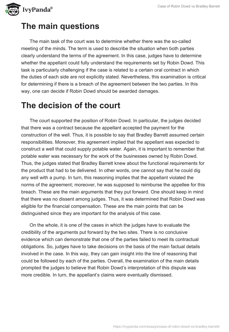 Case of Robin Dowd vs Bradley Barrett. Page 2