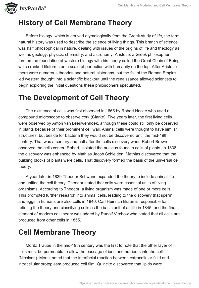 Cell Membrane Modeling and Cell Membrane Theory. Page 2