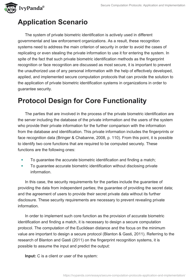 Secure Computation Protocols: Application and Implementation. Page 2
