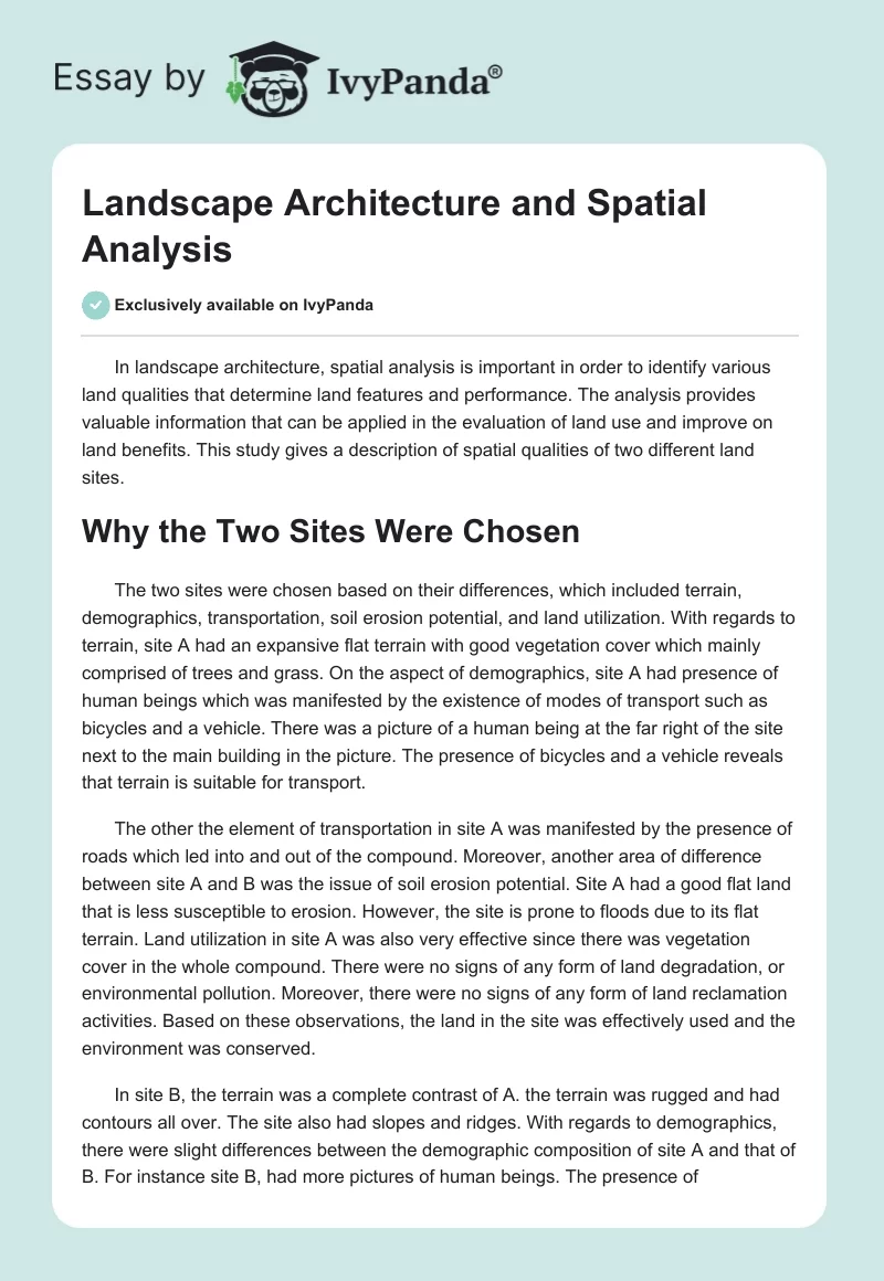 Landscape Architecture and Spatial Analysis. Page 1