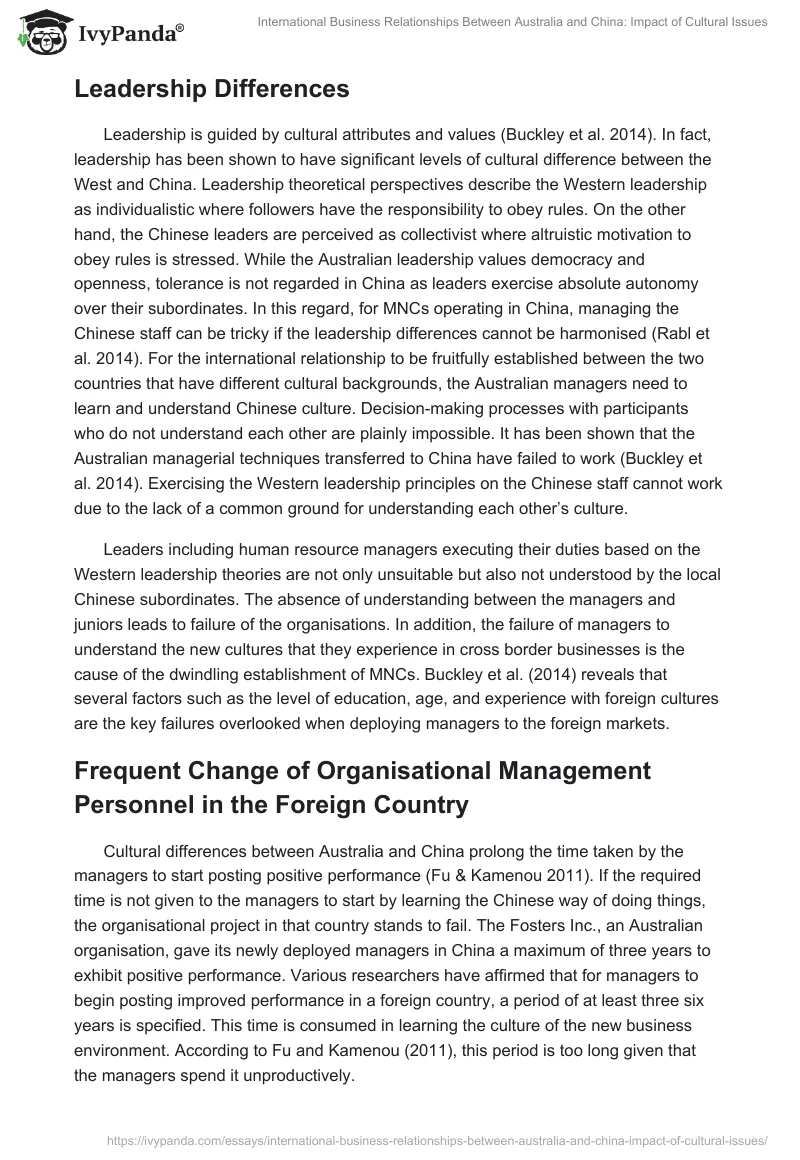 International Business Relationships Between Australia and China: Impact of Cultural Issues. Page 3