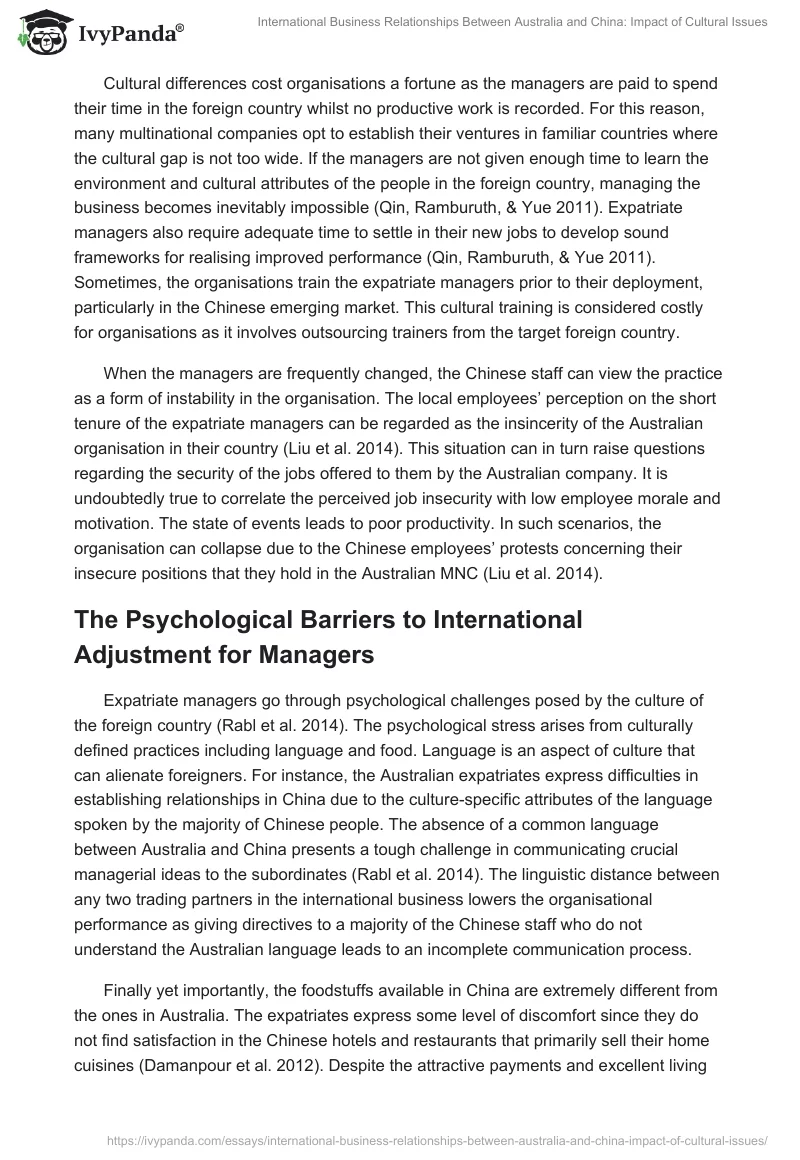 International Business Relationships Between Australia and China: Impact of Cultural Issues. Page 4