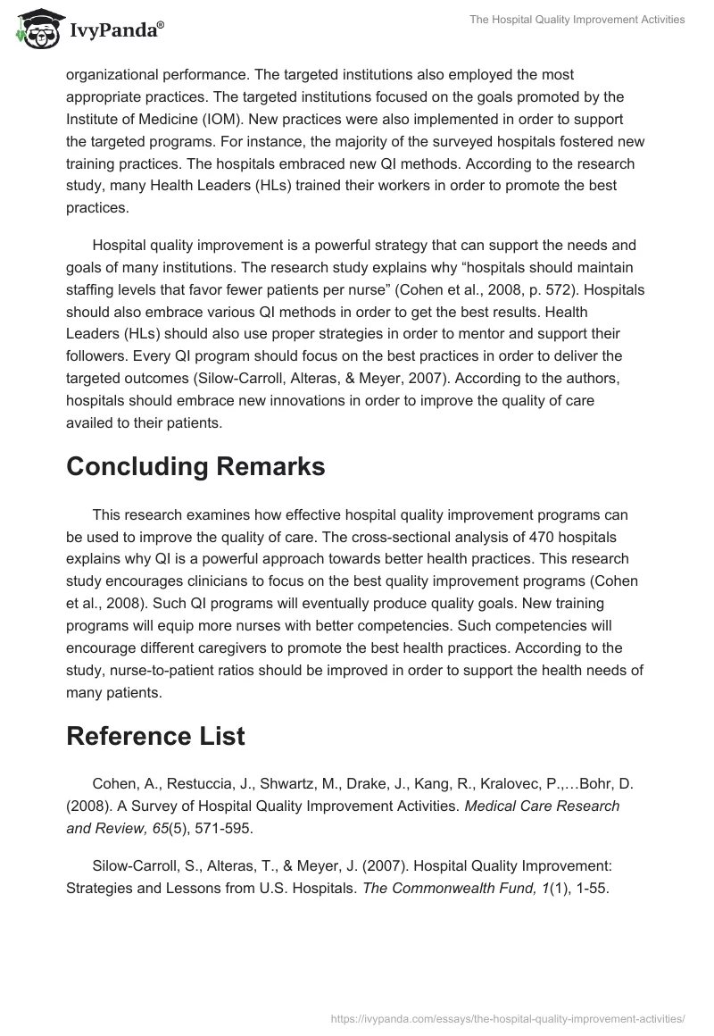 The Hospital Quality Improvement Activities. Page 2
