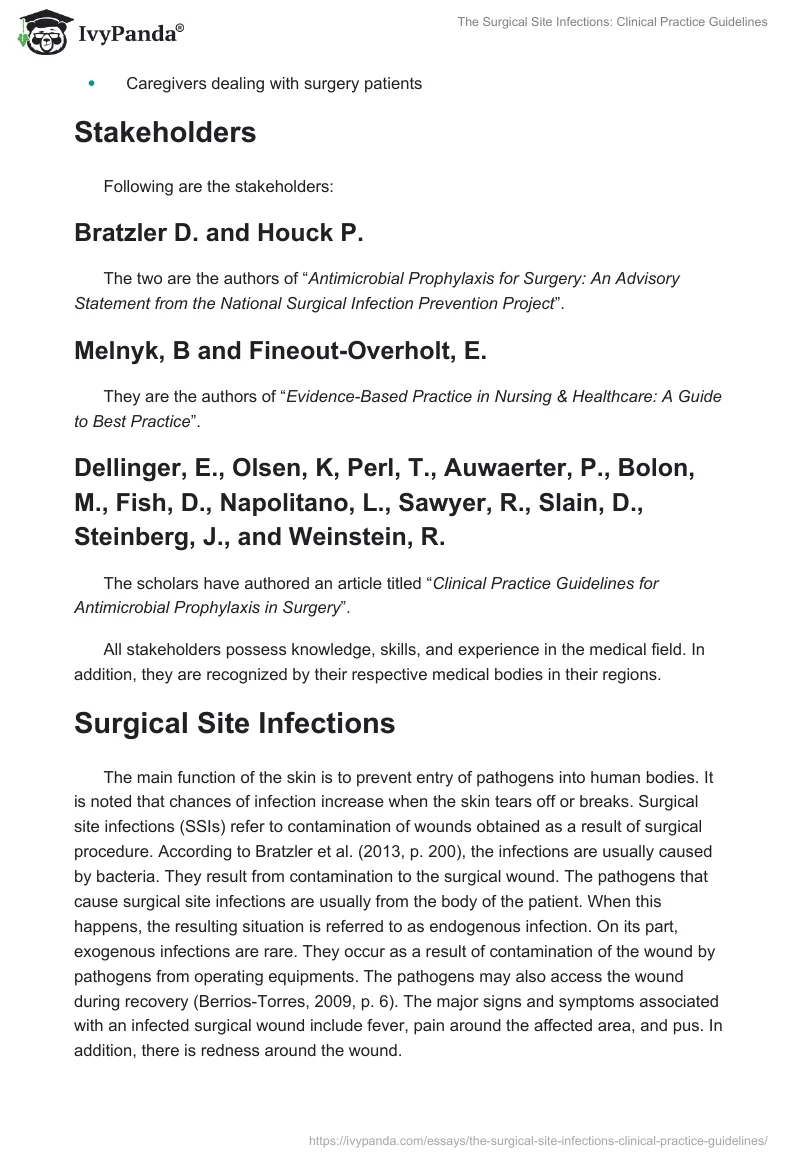 The Surgical Site Infections: Clinical Practice Guidelines. Page 2