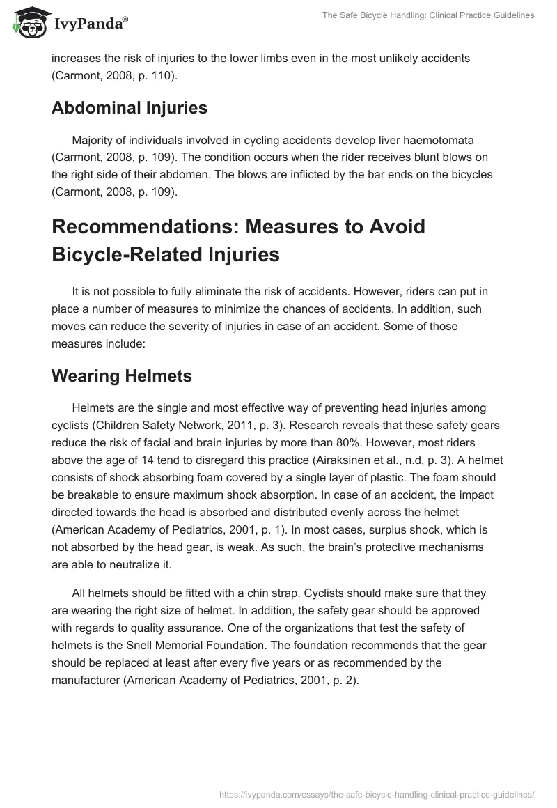 The Safe Bicycle Handling: Clinical Practice Guidelines. Page 4
