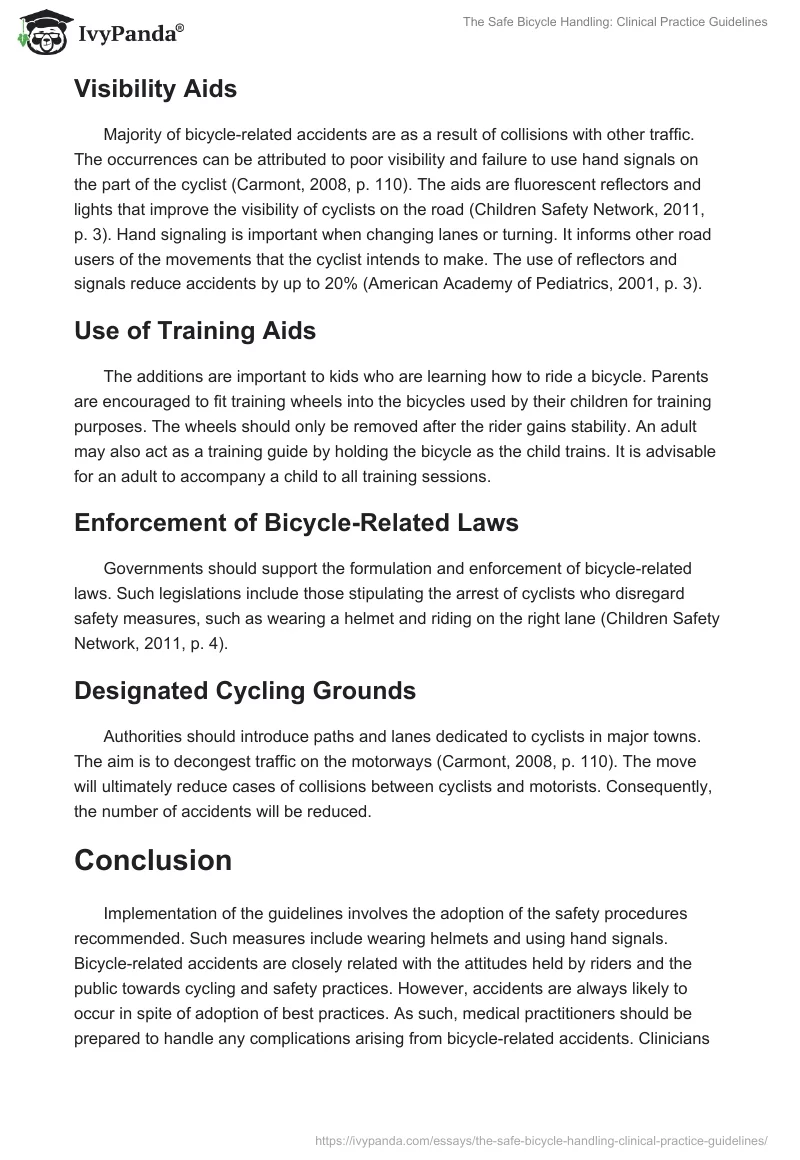 The Safe Bicycle Handling: Clinical Practice Guidelines. Page 5