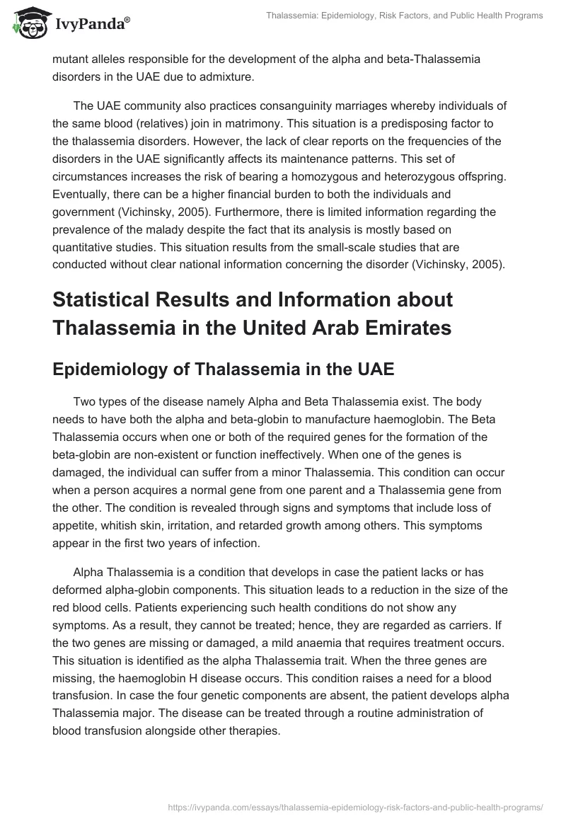 Thalassemia: Epidemiology, Risk Factors, and Public Health Programs. Page 2
