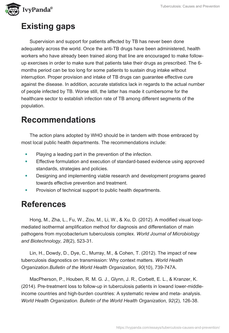 Tuberculosis: Causes and Prevention. Page 3
